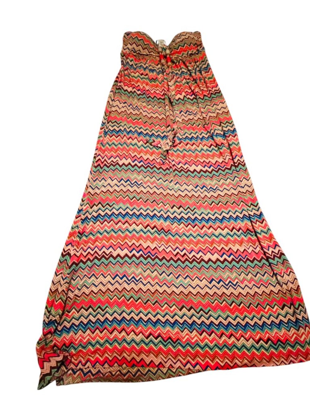 Woman's: American Rag Strapless Chevron Print Maxi Dress with Wooden Bead Detail - Picture 7 of 7